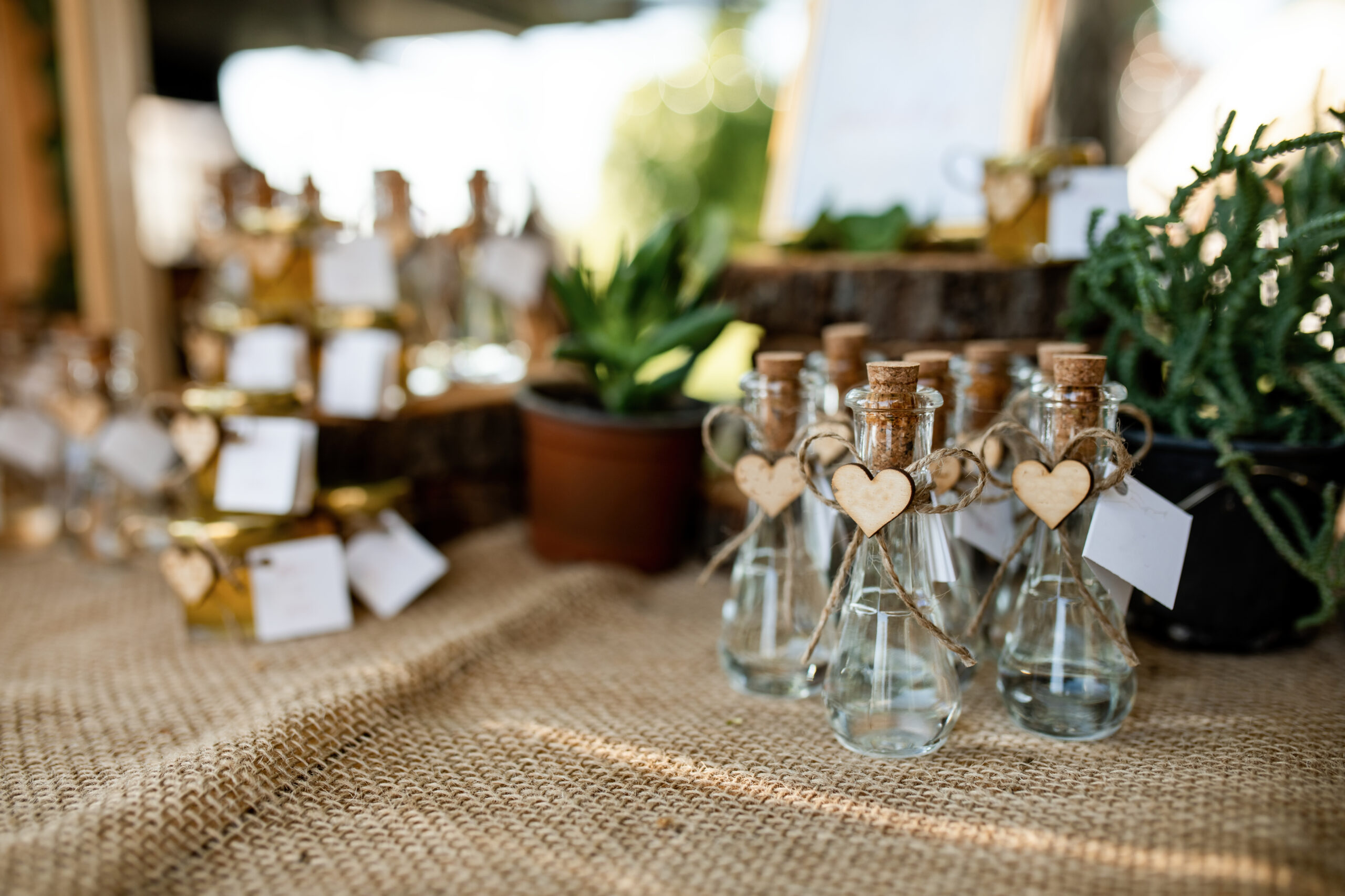 Decoration details at wedding reception.